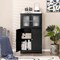 Costway Bathroom Floor Storage Cabinet Kitchen Cupboard w/Doors&Adjustable Shelf Black\Brown